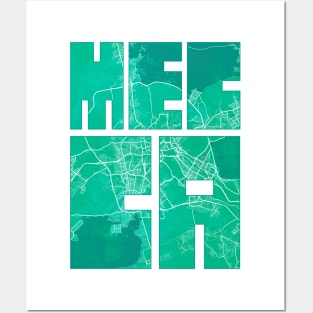 Mecca, Saudi Arabia City Map Typography - Watercolor Posters and Art